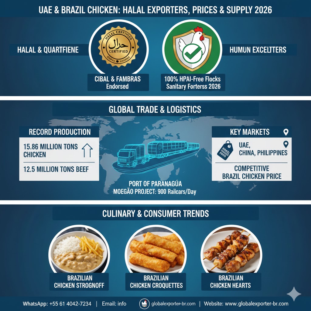 UAE & Brazil Chicken: Halal Exporters, Prices & Supply 2026